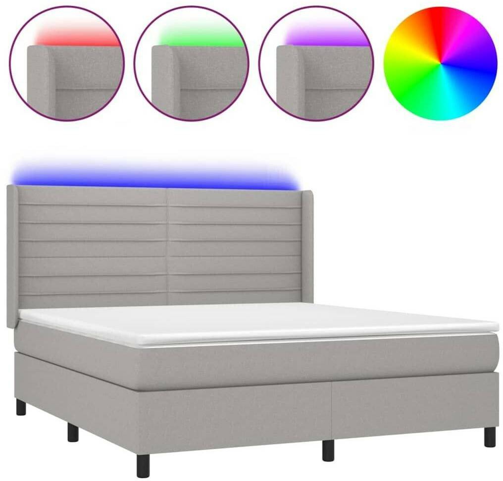 vidaXL Box spring bed with mattress & LED 180x200cm fabric (3138413) Letti