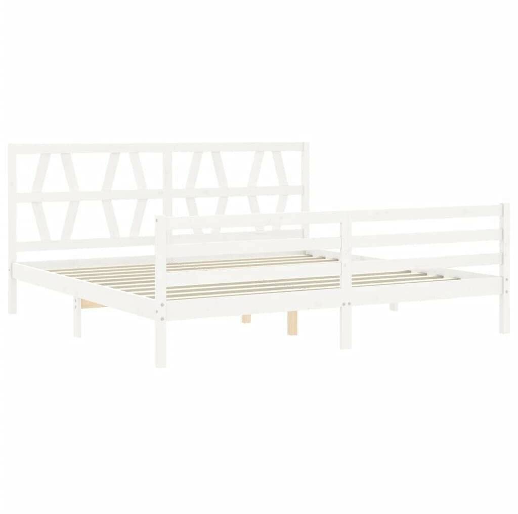 vidaXL Solid wood bed with headboard 200x200cm (3194397) Letti