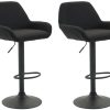 CLP Set of 2 bar stools Braga fabric black black (305316) Mobili bar