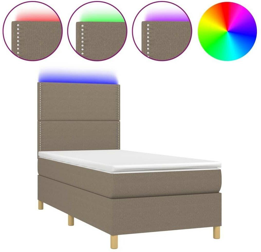 Letti vidaXL Box spring bed with mattress & LED 90x190cm fabric (3135321)