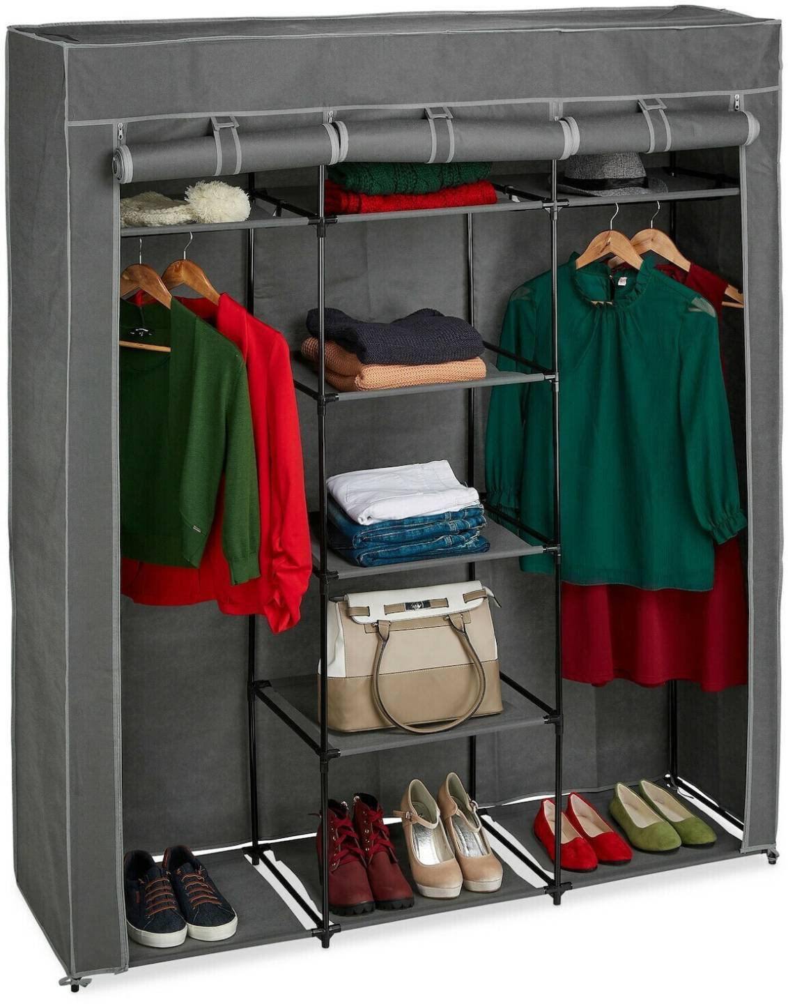 Relaxdays XXL fabric closet with 2 clothes rails 172x147x43cm Armadi guardaroba