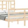 vidaXL Solid wood bed with headboard 140x190cm (3193901) Letti