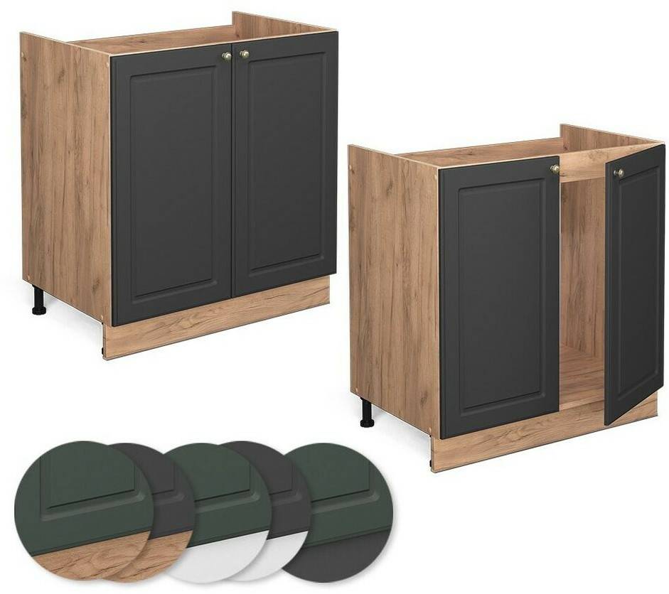 Mobili da cucina VICCO Sink base cabinet Fame-Line 80 cm oak/anthracite-gold country house