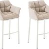 Mobili bar CLP Set of 2 bar stools Damaso fabric with 4-foot frame white ivory (304137)