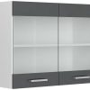 VICCO Glass wall cabinet R-Line 80 cm white/anthracite high gloss modern Mobili da cucina