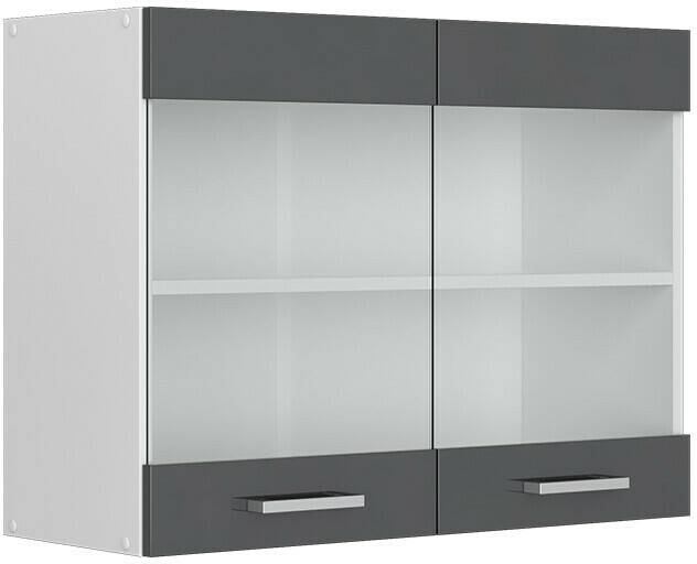 VICCO Glass wall cabinet R-Line 80 cm white/anthracite high gloss modern Mobili da cucina