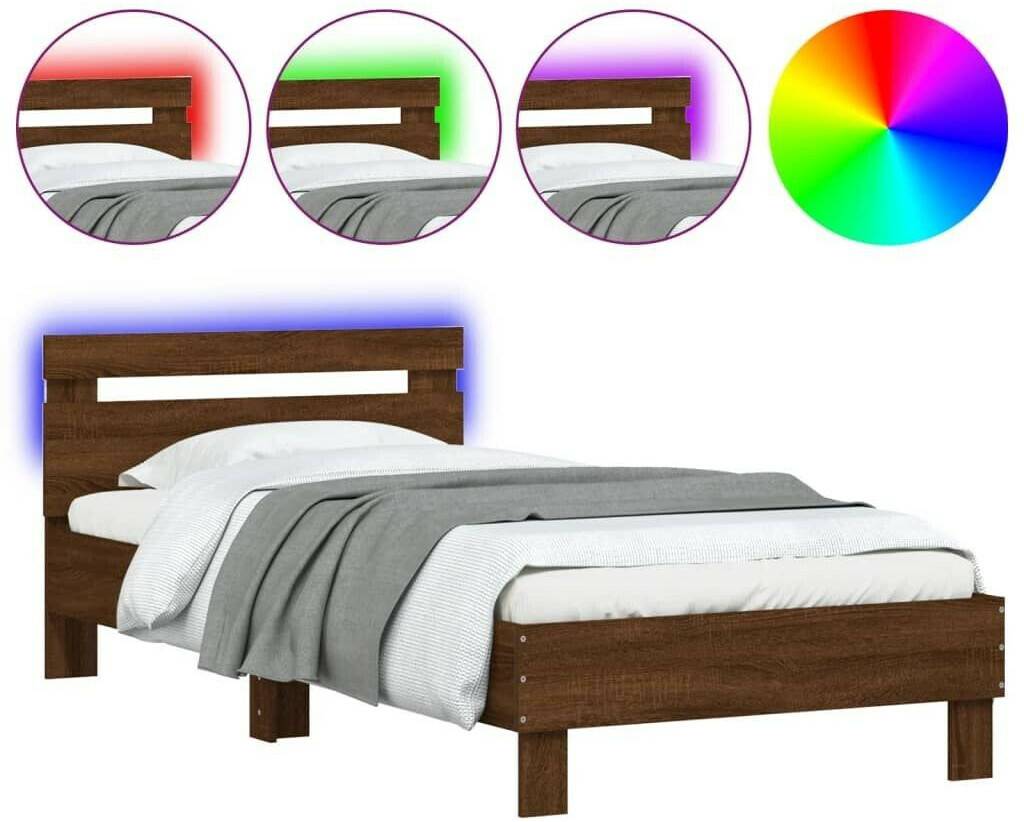 Letti vidaXL Bed frame with headboard and LED lights 100x200cm (838714)