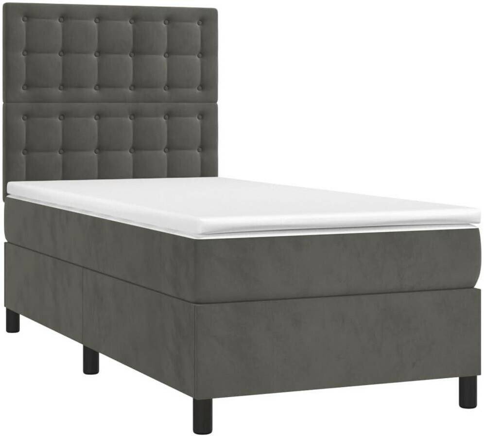 vidaXL Box spring bed with mattress & LED 90x190cm velvet (3136336) Letti