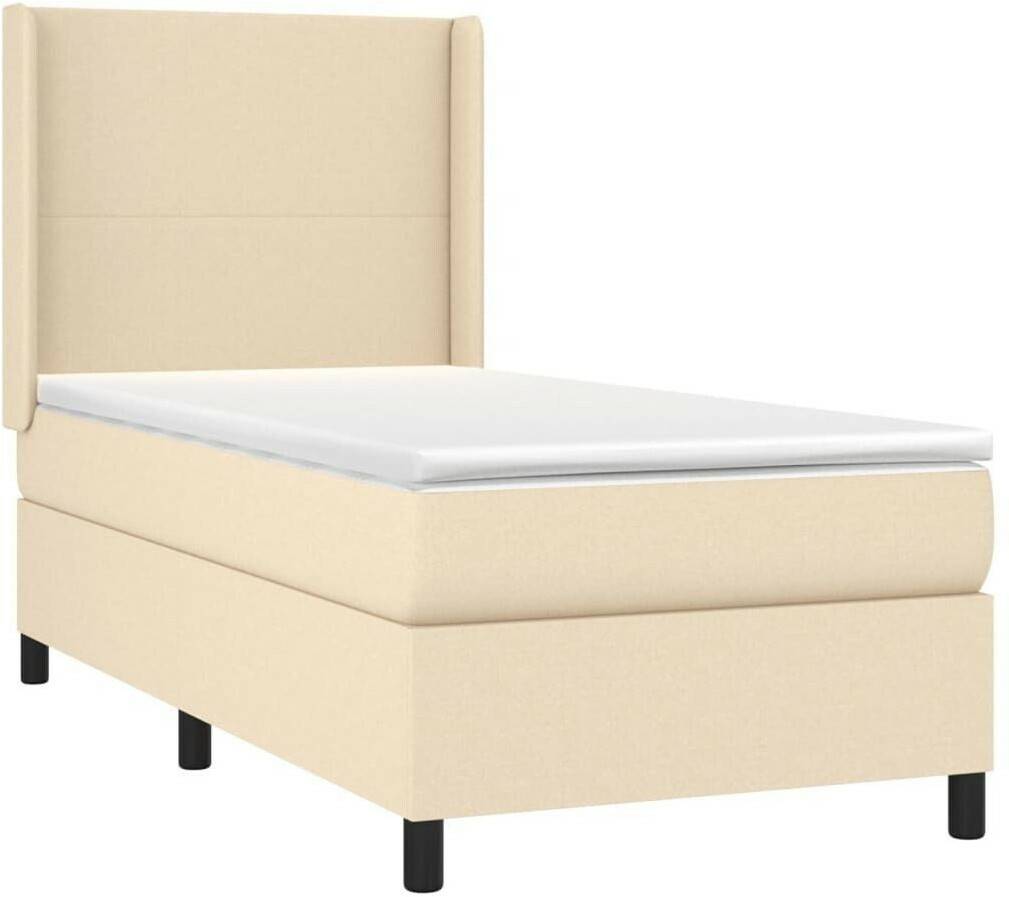 vidaXL Box spring bed with mattress 90x200cm fabric (3131246) Letti