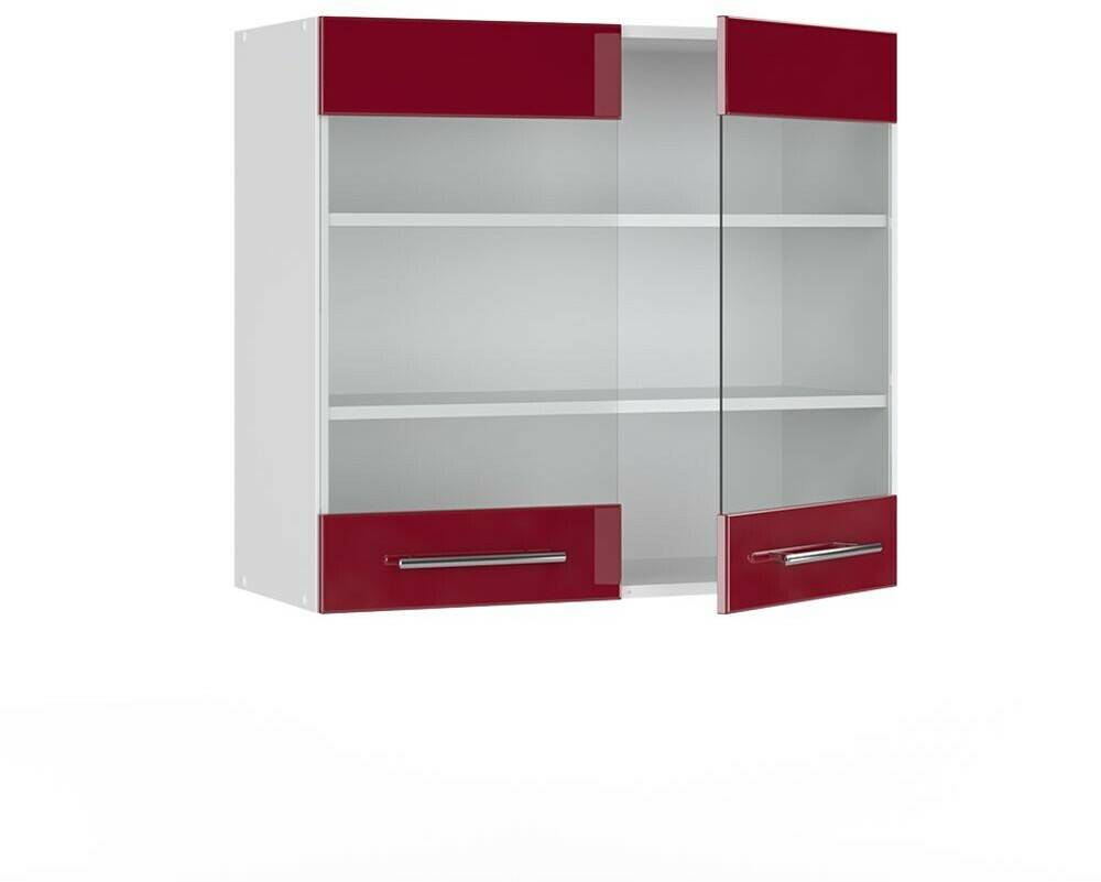 Mobili da cucina VICCO Glass wall cabinet Fame-Line 80 cm white/burgundy high gloss modern