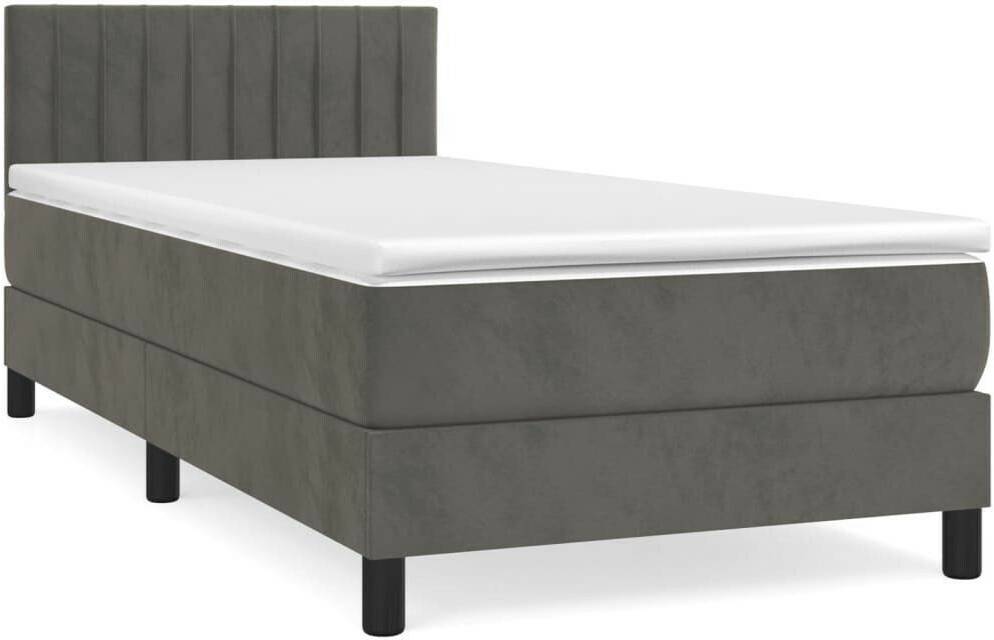 vidaXL Box spring bed with mattress 100x200cm velvet (3141408) Letti