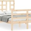 vidaXL Solid wood bed with headboard 120x200cm (3193916) Letti