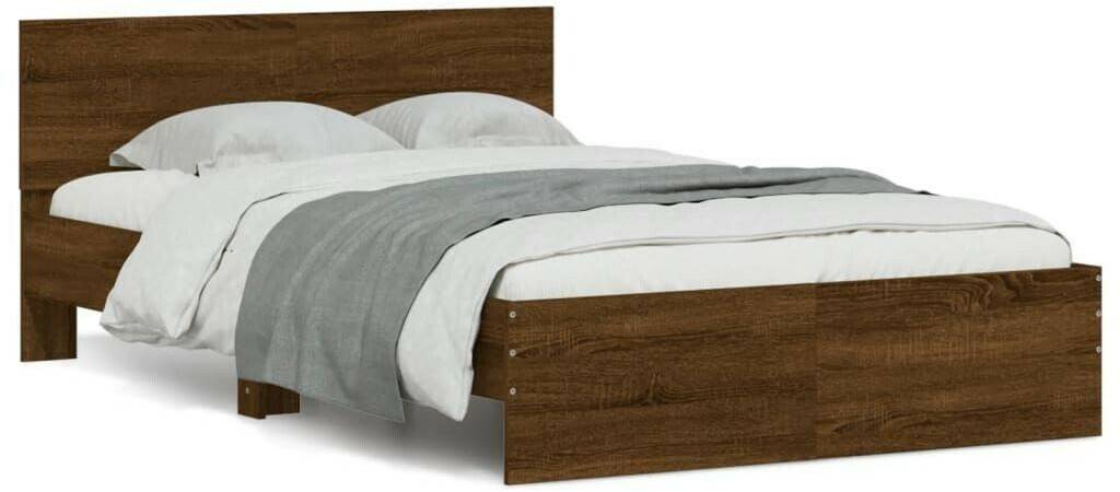 vidaXL Bed frame with headboard 135x190cm (3207510) Letti