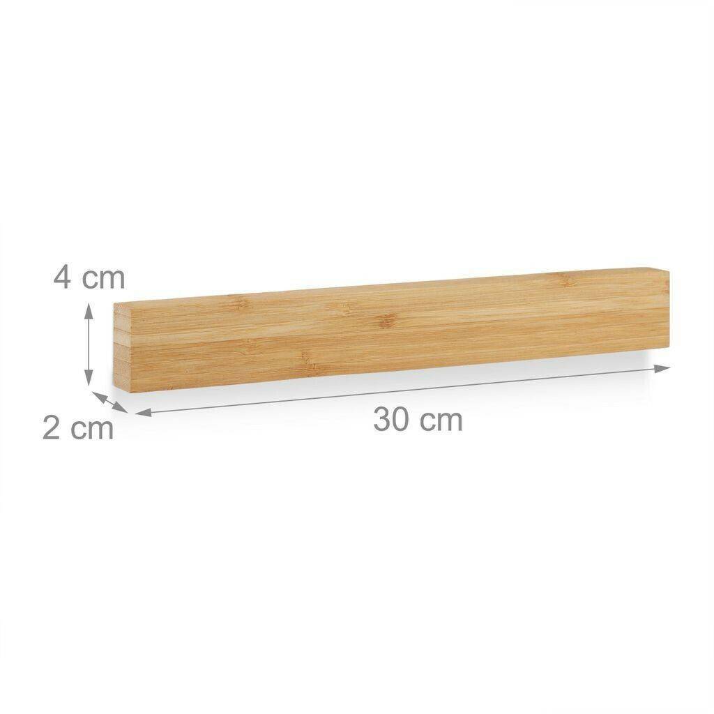 Relaxdays 2 x bamboo magnetic strip 30 cm Barre portautensili da cucina