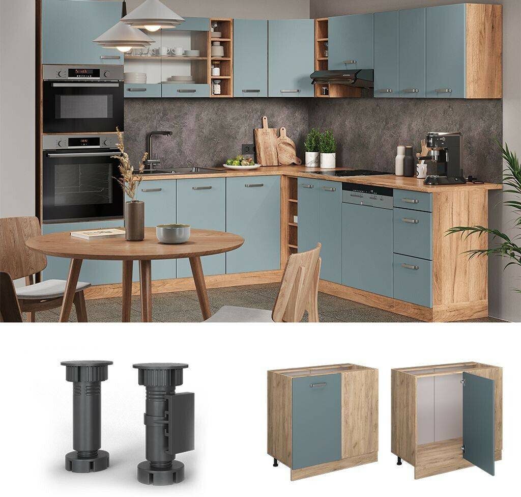 Livinity Corner cabinet R-Line, 86 cm without worktop, blue-gray/Goldkraft oak Mobili da cucina